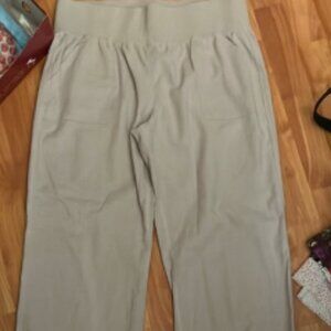 Prana Women's Wide Waist Band Khaki Wide Leg Size L